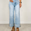 MICA Denim High Rise Wide Leg Tummy Tuck Embroidered Jeans