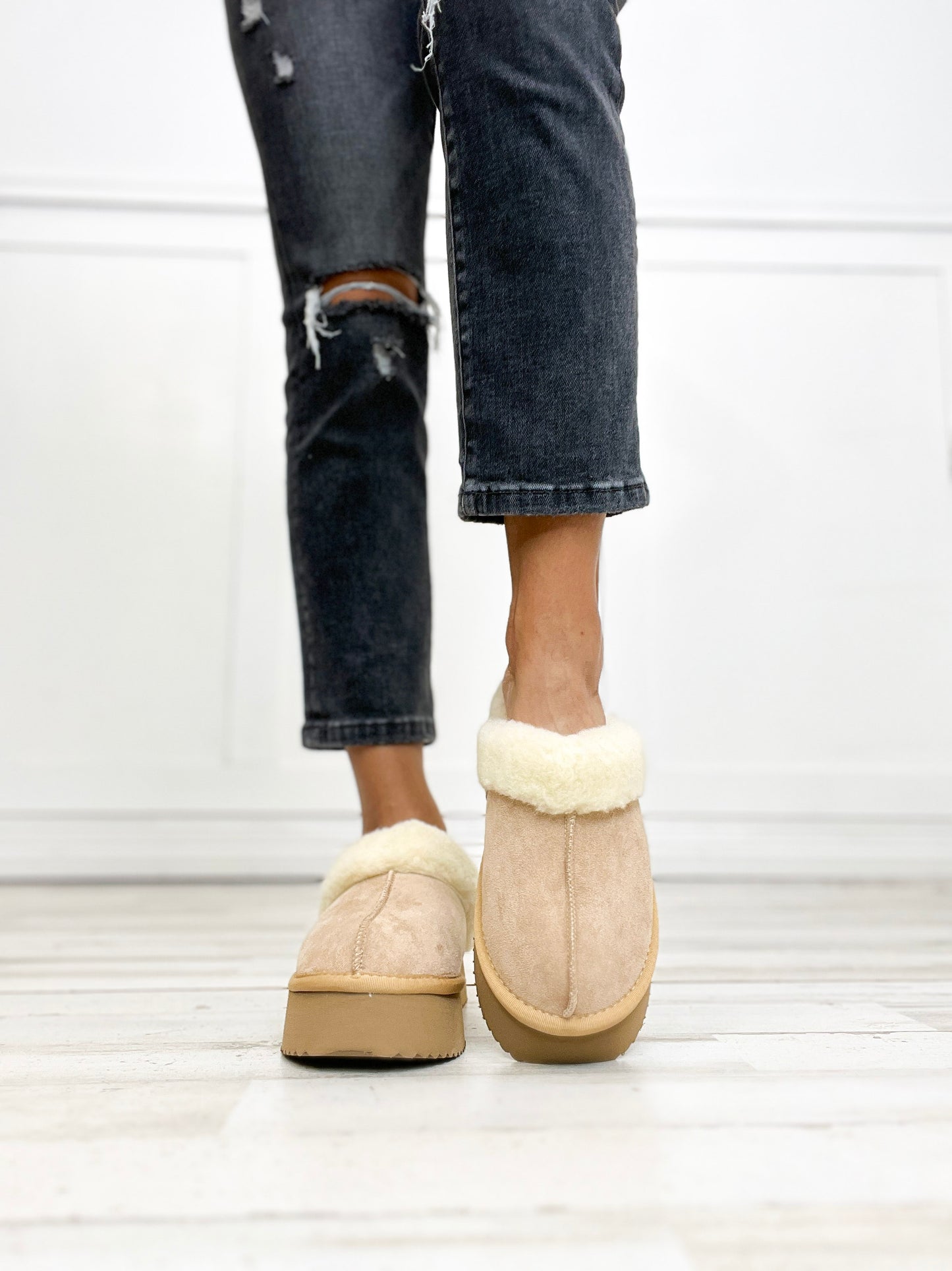 Corkys Cuddle Up Slipper Shoes in Camel Faux Suede