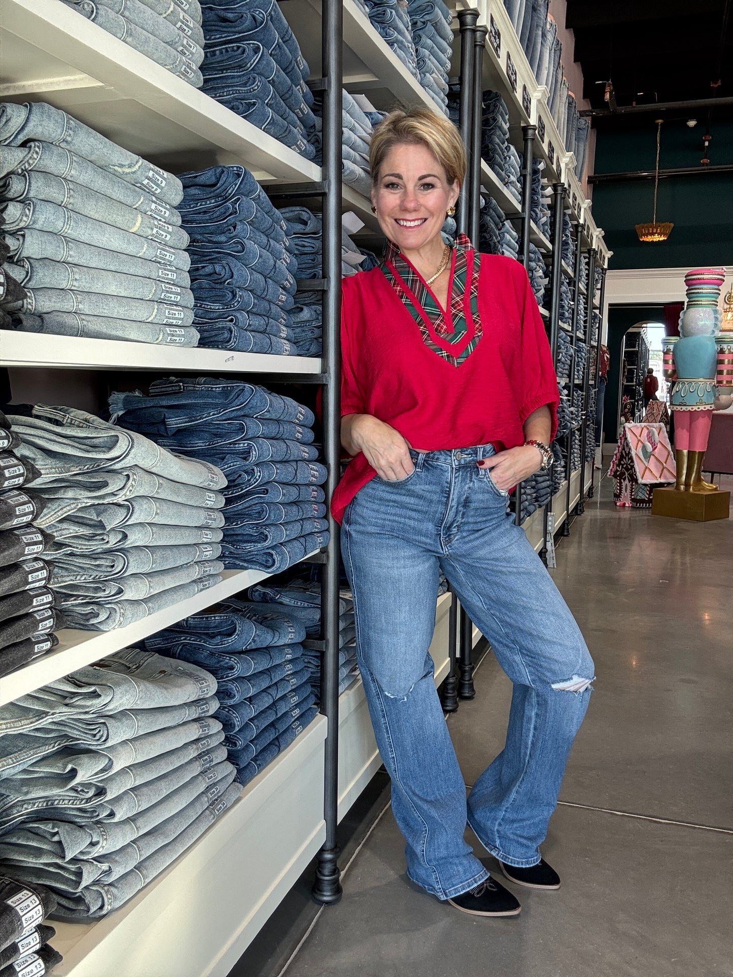 Judy Blue MADDY High Waist Tummy Control Knee Destroy Straight Jeans