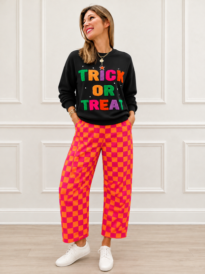 Finish Line Pink and Orange Checkered Barrel Pants