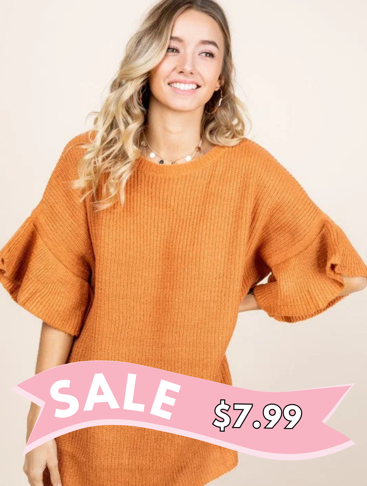 Ruffle Sleeve Sweater Tunic