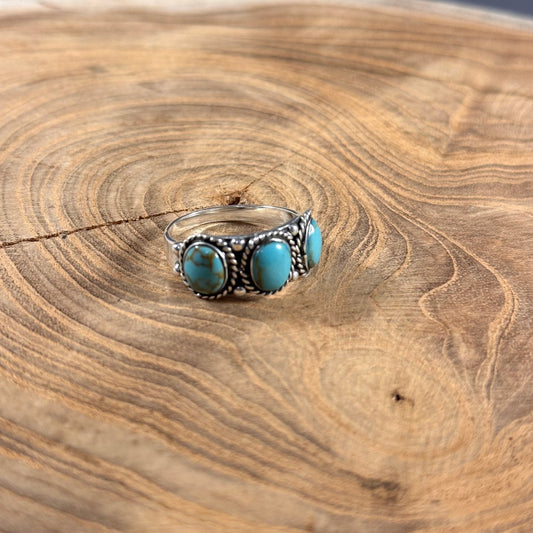 3 Peas in a Pod Turquoise  Sterling Silver Ring