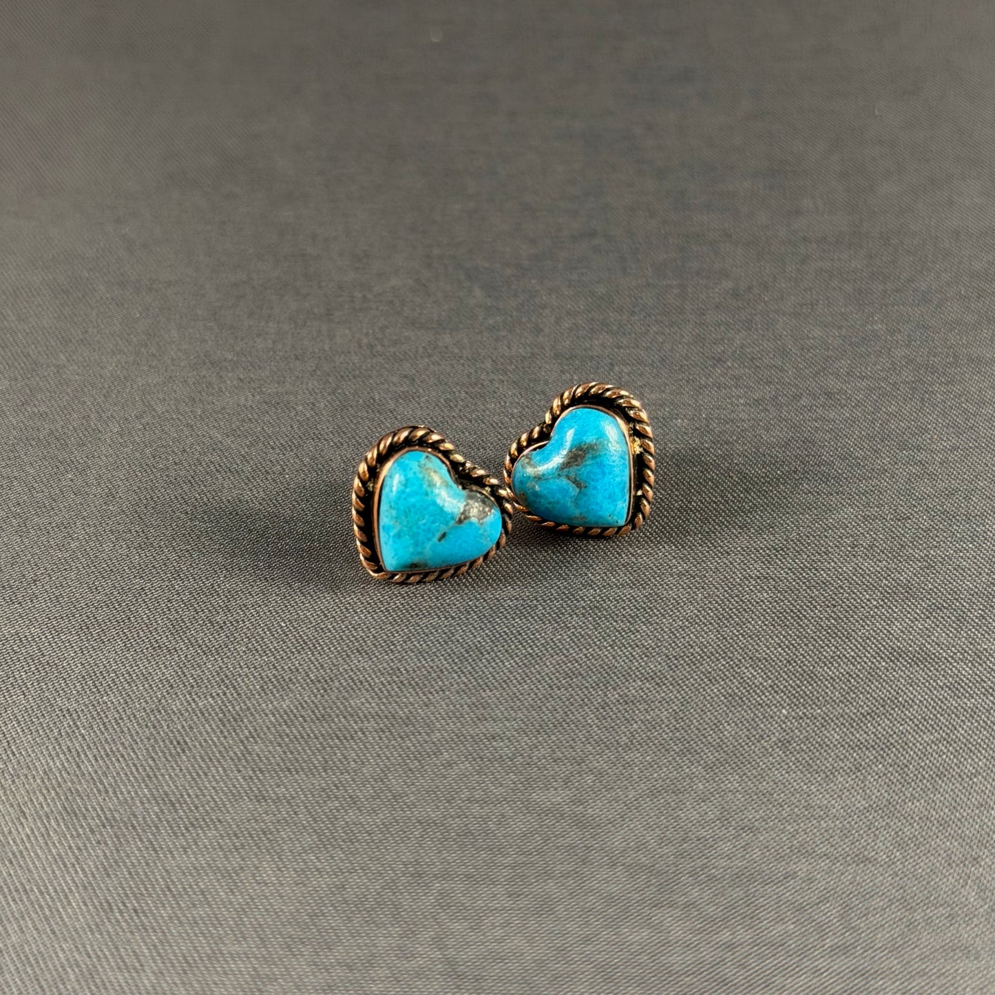 Copper Heart Stud Earrings