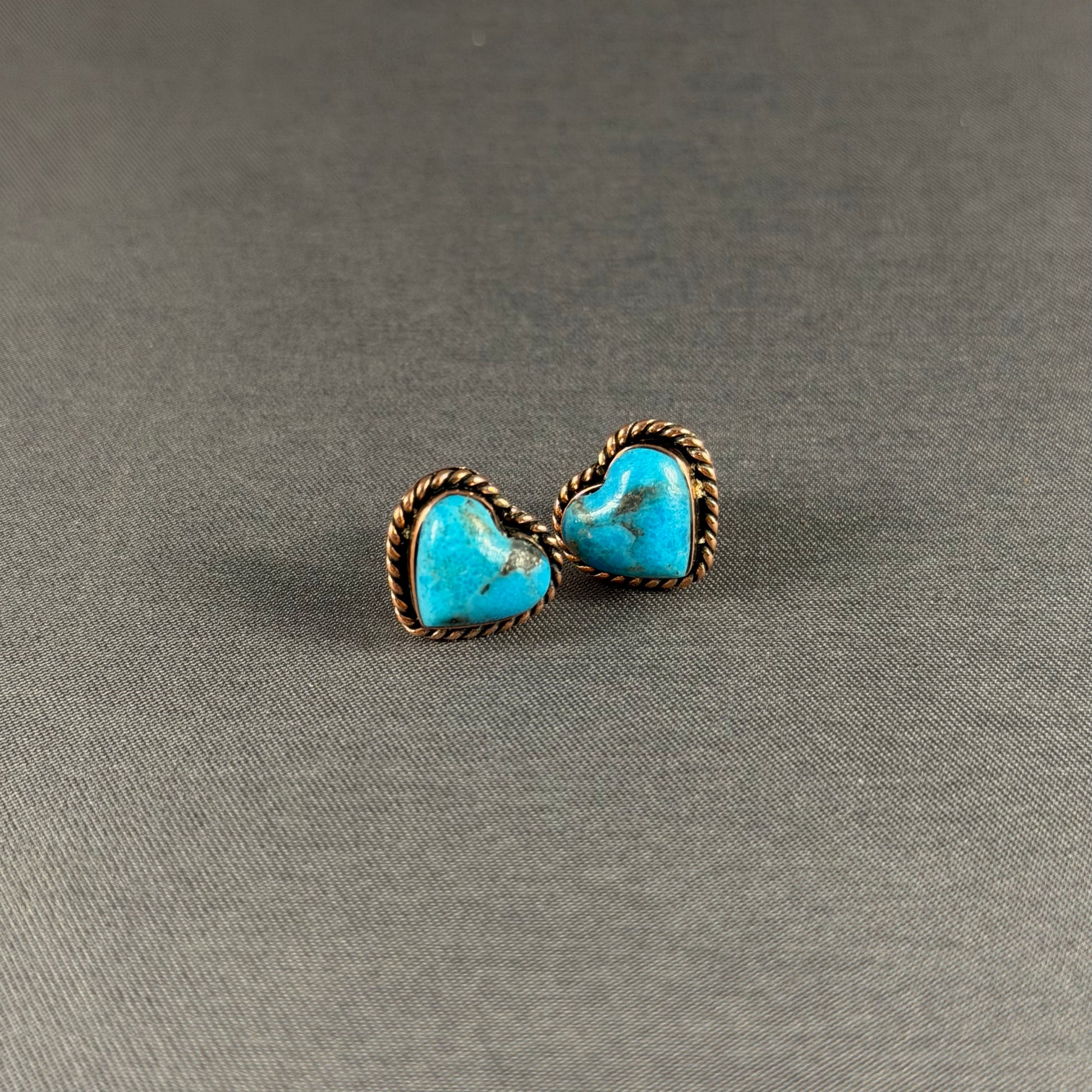 Copper Heart Stud Earrings