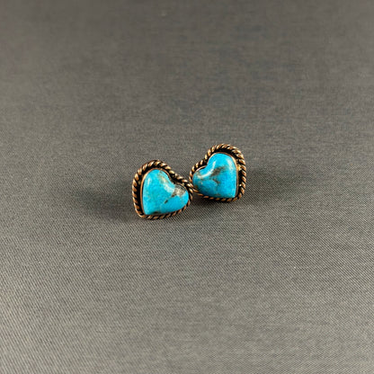 Copper Heart Stud Earrings