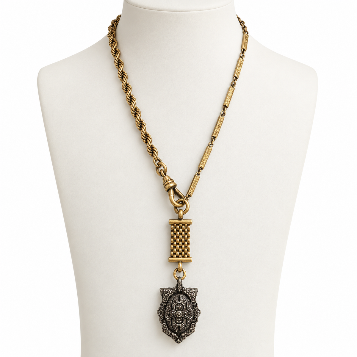 Old World Elegance Mixed Metal Pendant Necklace