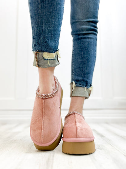 Corkys Pillow Talk Booties in Blush Faux Suede