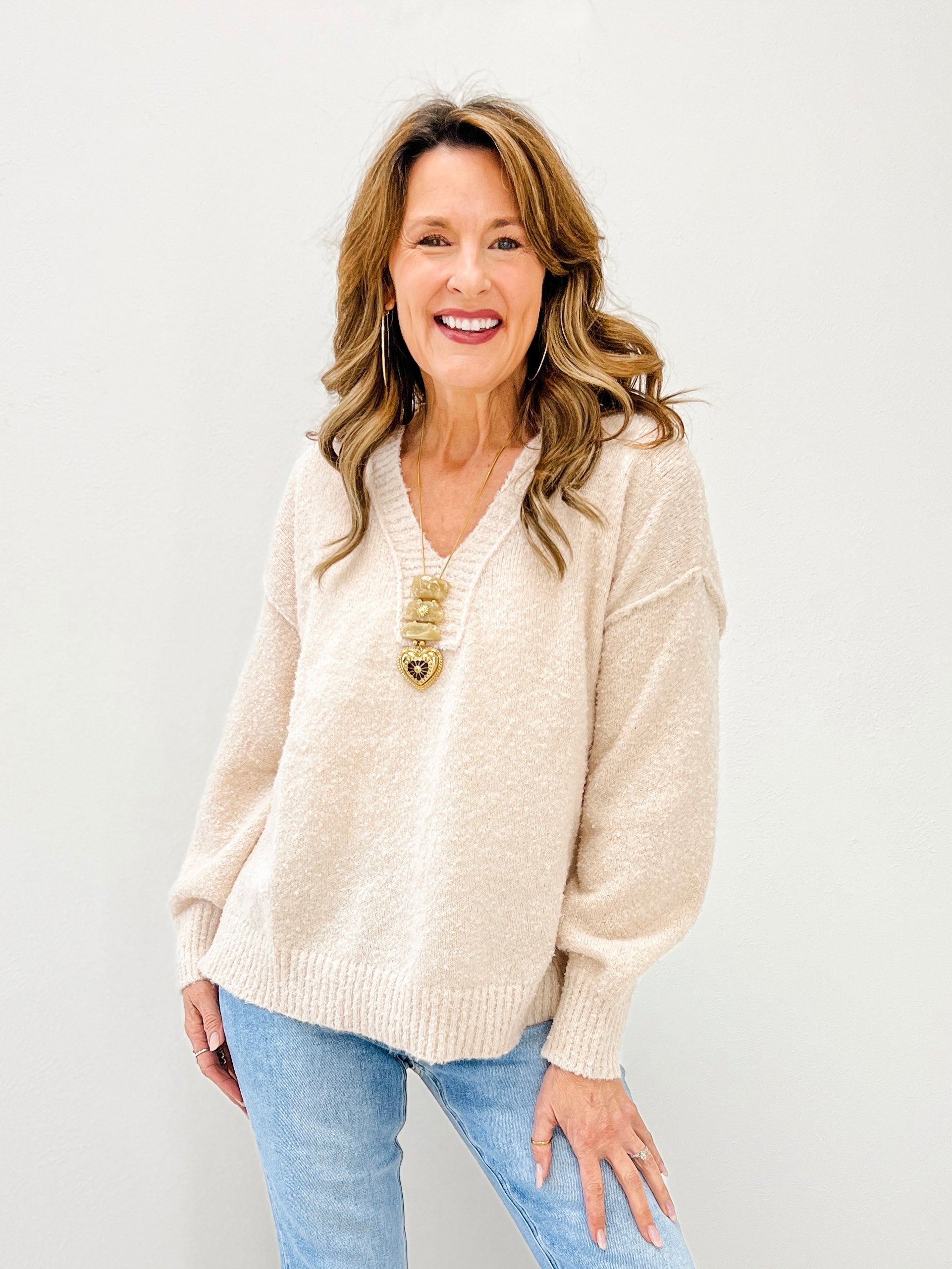 V-Neck Basic Oversized Sweater