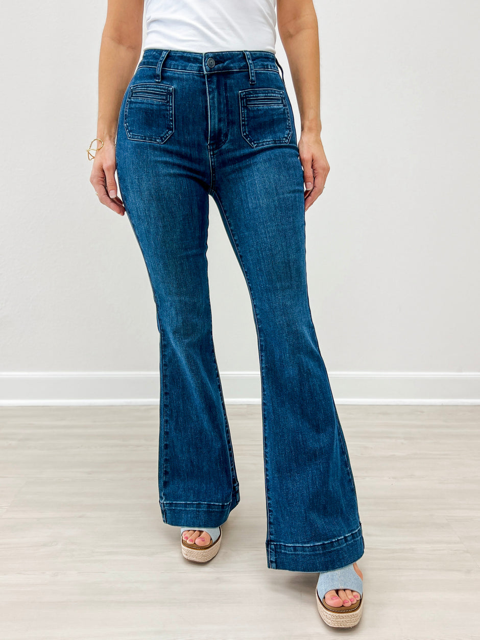 Judy Blue FLARE AFFAIR High-Waist Pintuck Flare Jeans