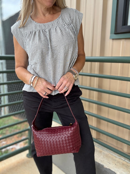 Flutter Cap Sleeve Striped Top