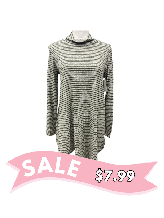 Long Sleeve Turtle Neck Tunic Top with Asymmetrical Hem