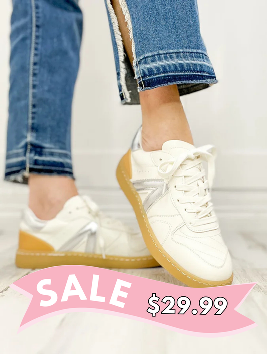 Mia Vesta Sneaker in White and Silver