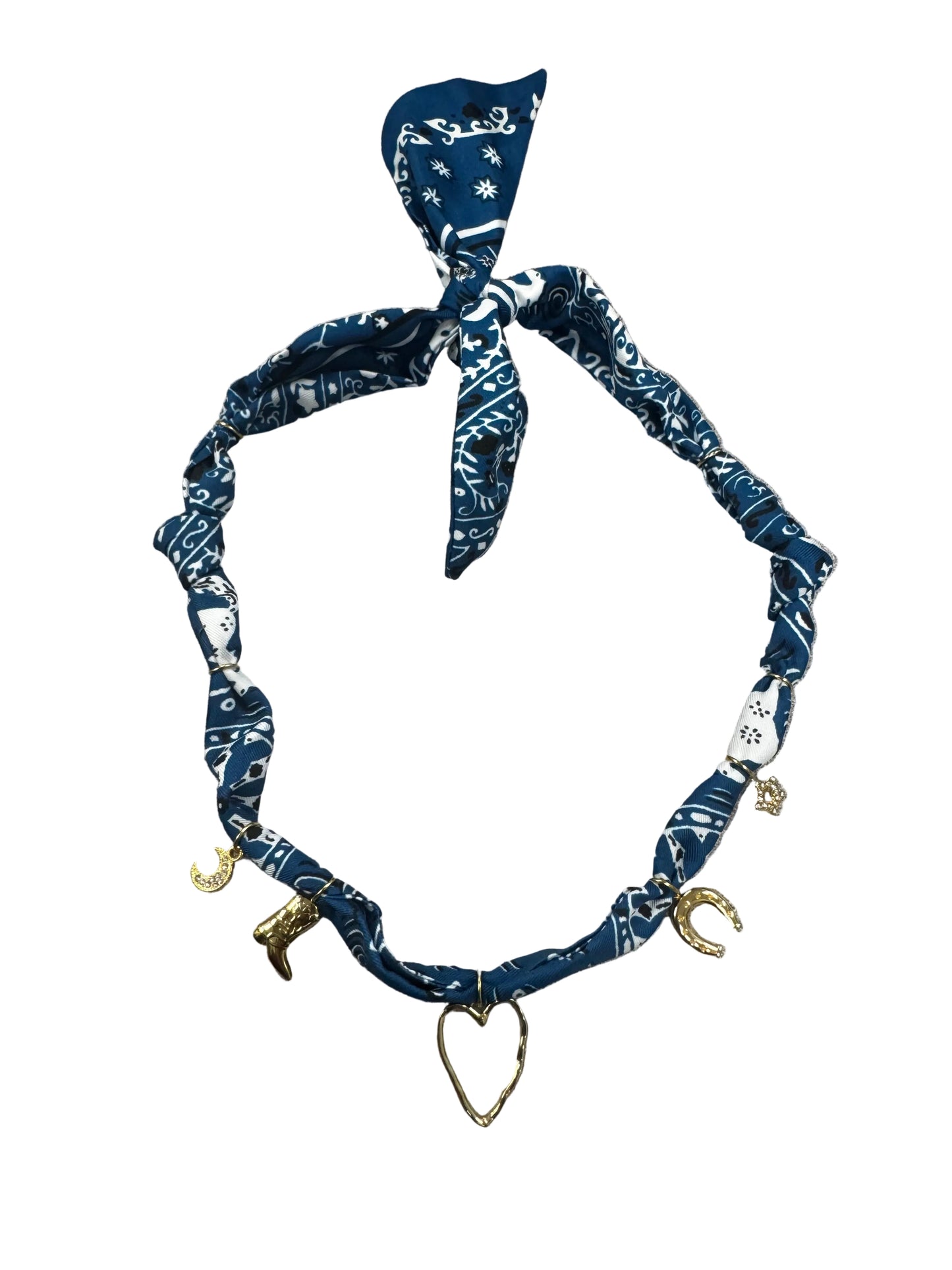 Blue Western Charm Scarf Necklace