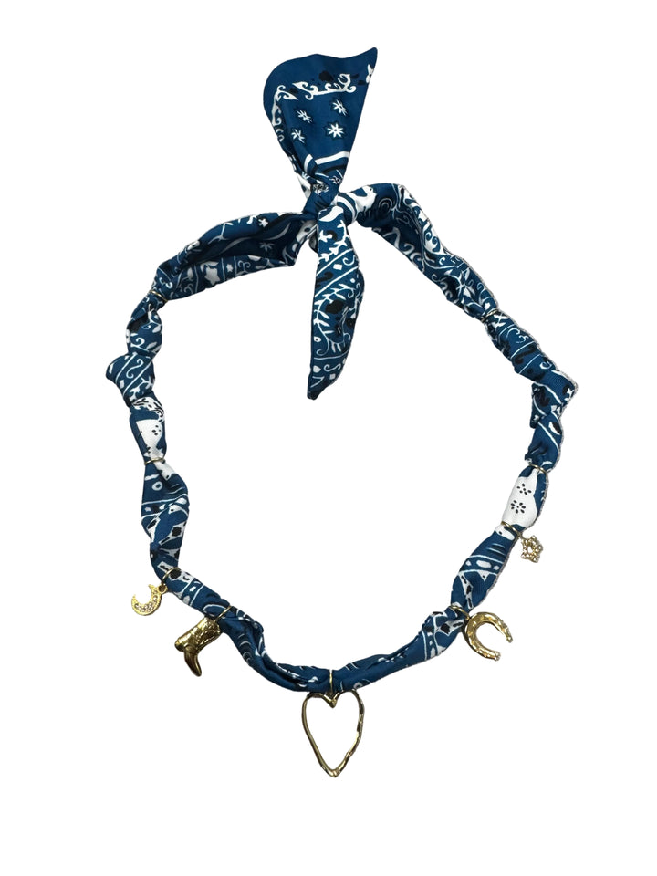 Blue Western Charm Scarf Necklace