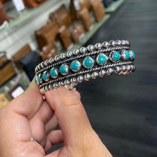 PREORDER Triple Ball Turquoise Large Cuff