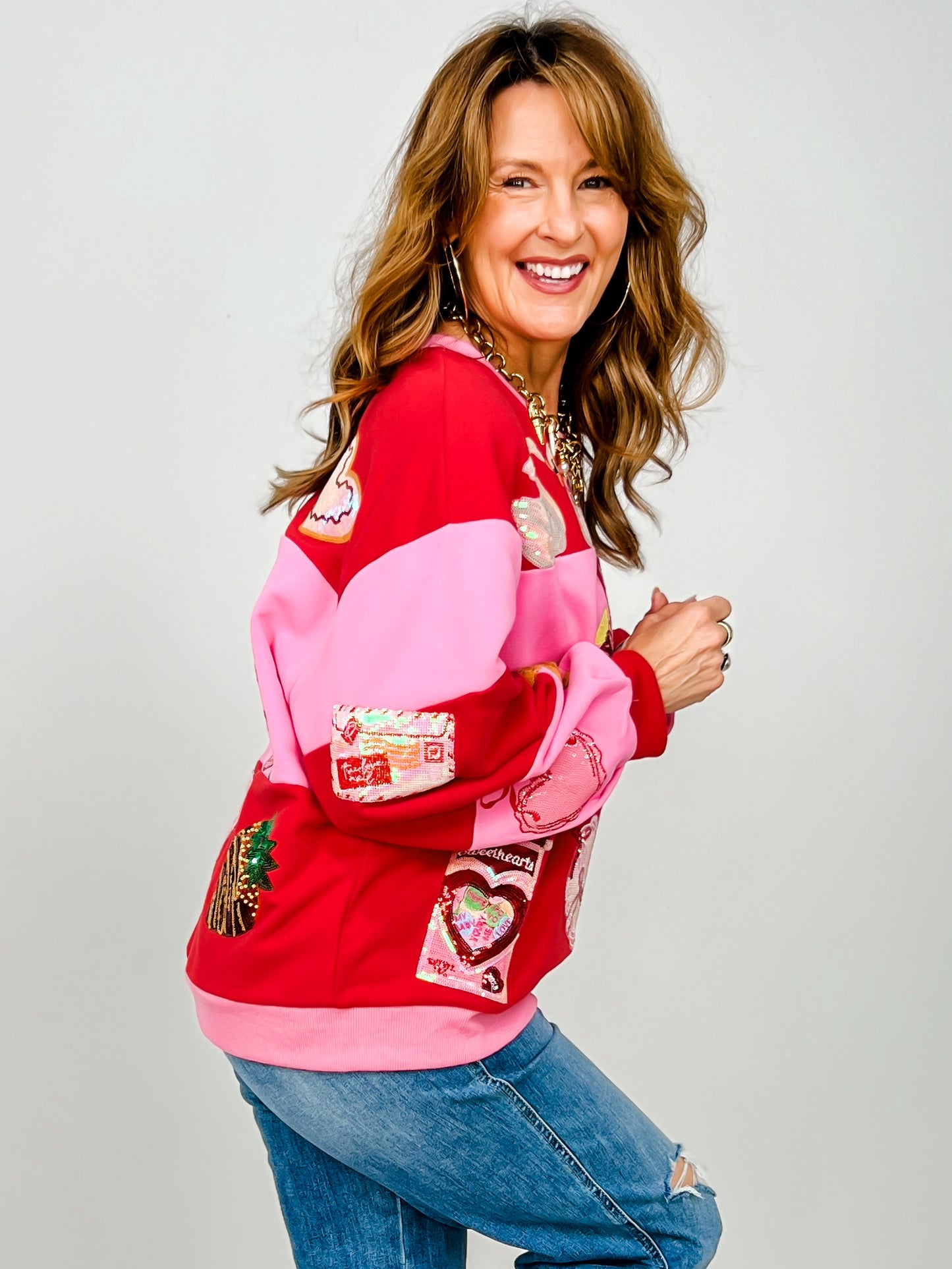 Queen Of Sparkles Checkered Valentines Icon Sweatshirt