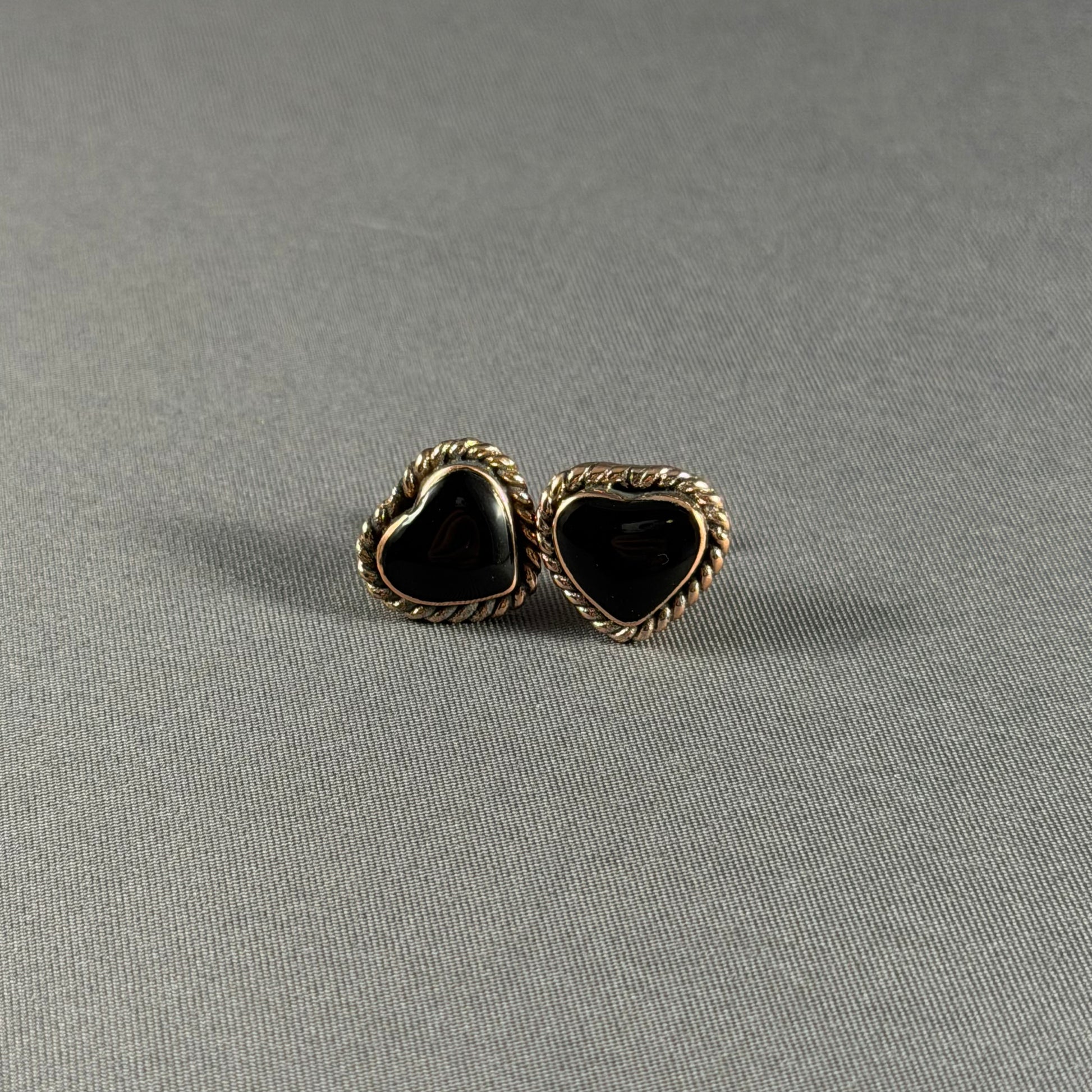 Copper Heart Stud Earrings