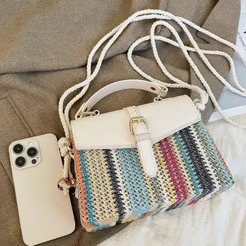 MKS America - Beach Striped Straw Crossbody Bag