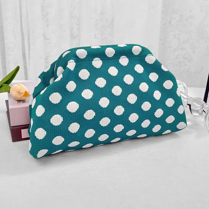 Polka Dots Knit Clutch