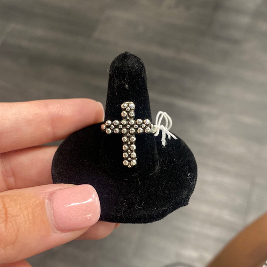 Sterling Silver Studded Cross Ring