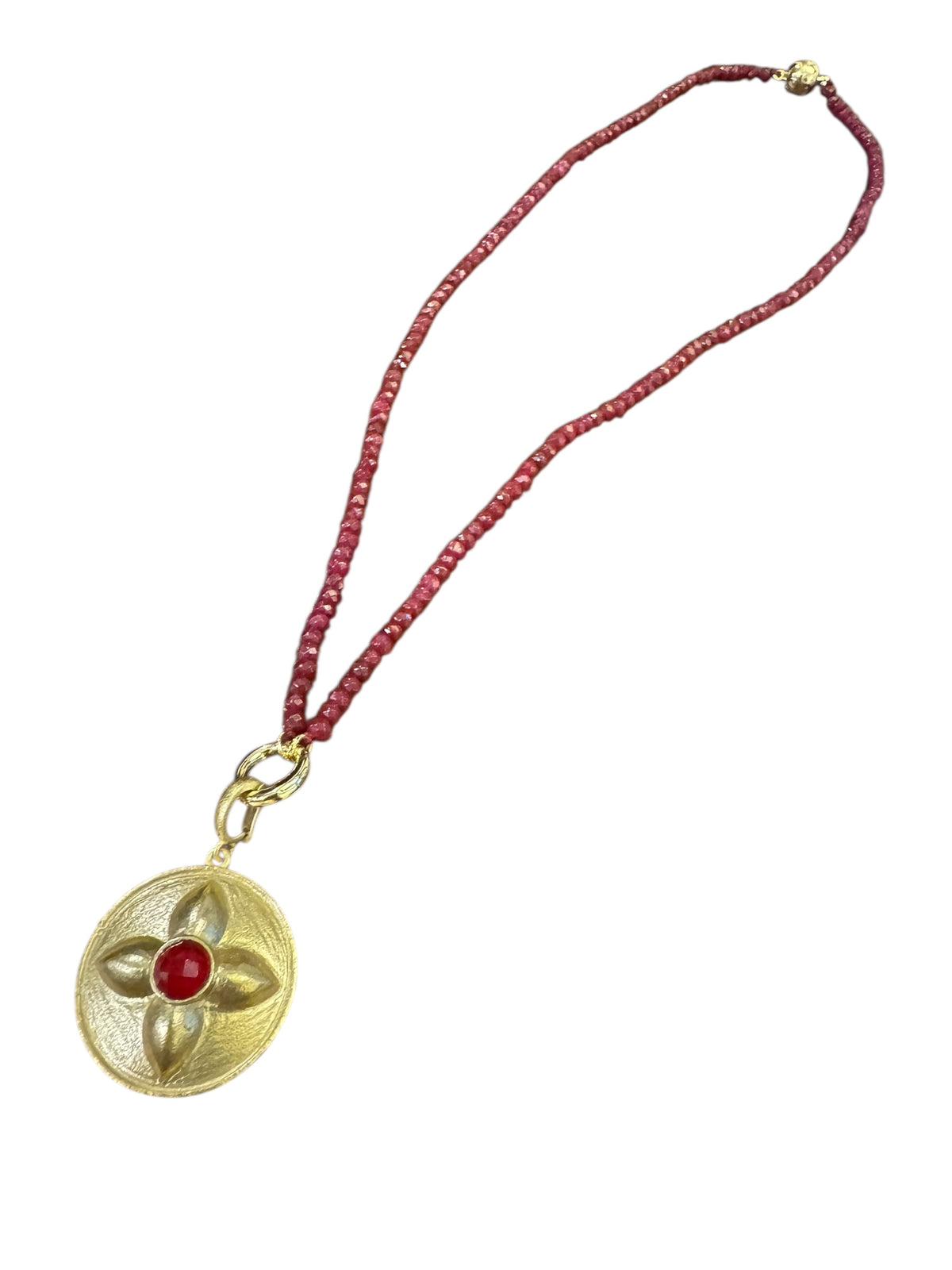 Garnet Semi-Precious Stone with Charm Necklace