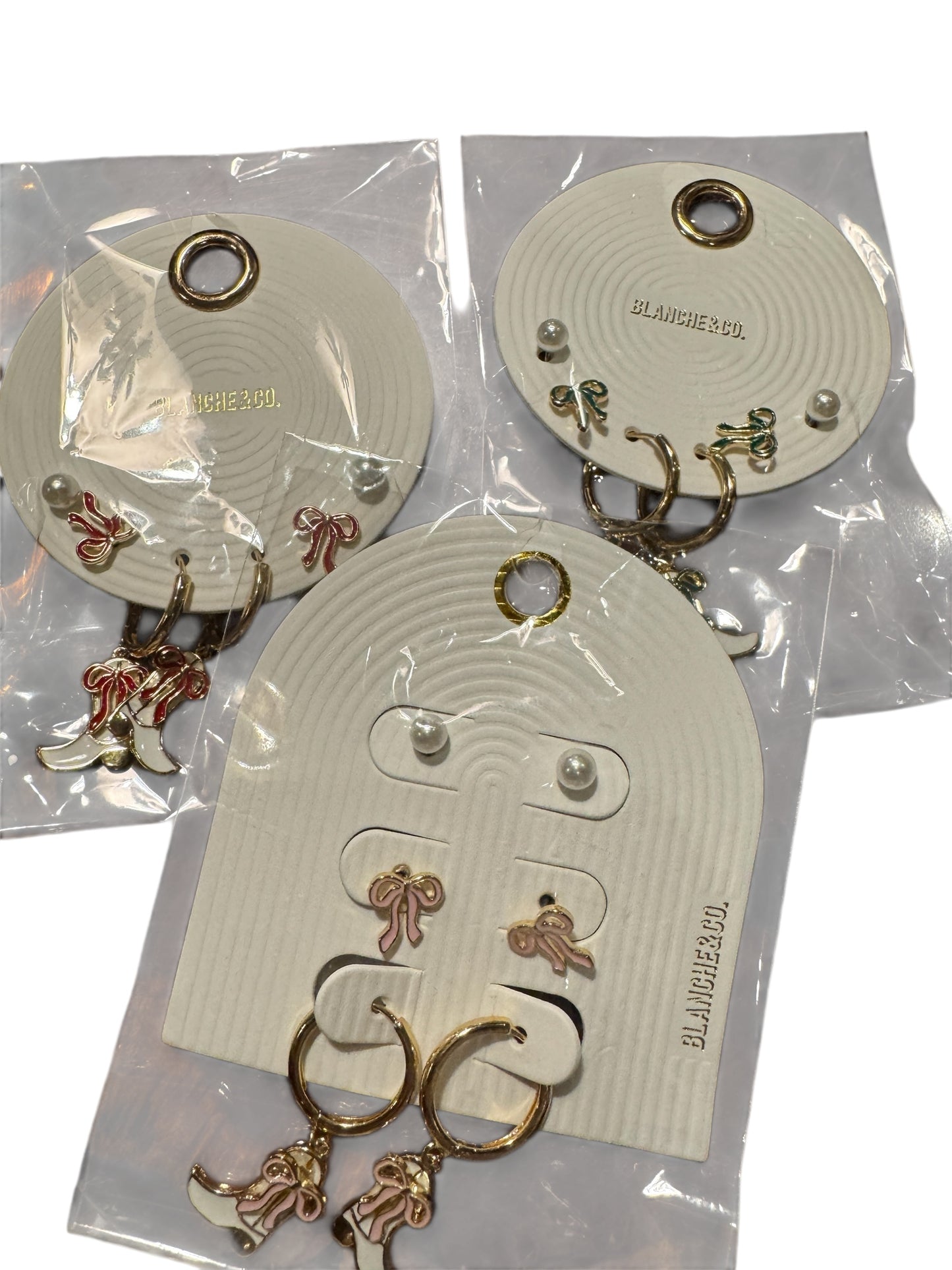 Pearl Bow Boot Earring Set