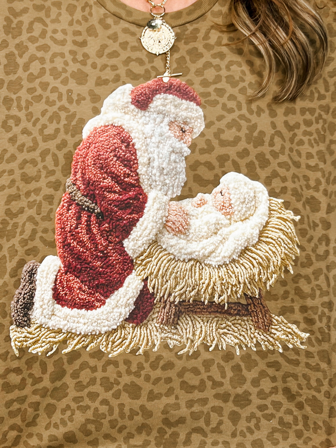 Yarn Santa and Baby Jesus Graphic Tee