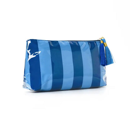 Stripe Cosmetic Bag PVC Tassel Zip