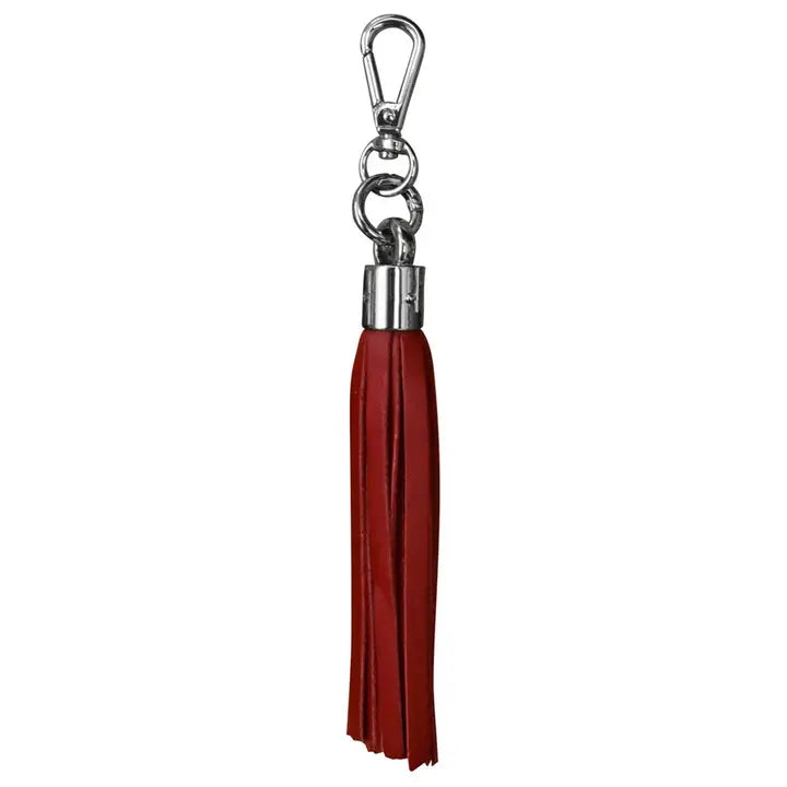 Leather Tassel Keychain-Red