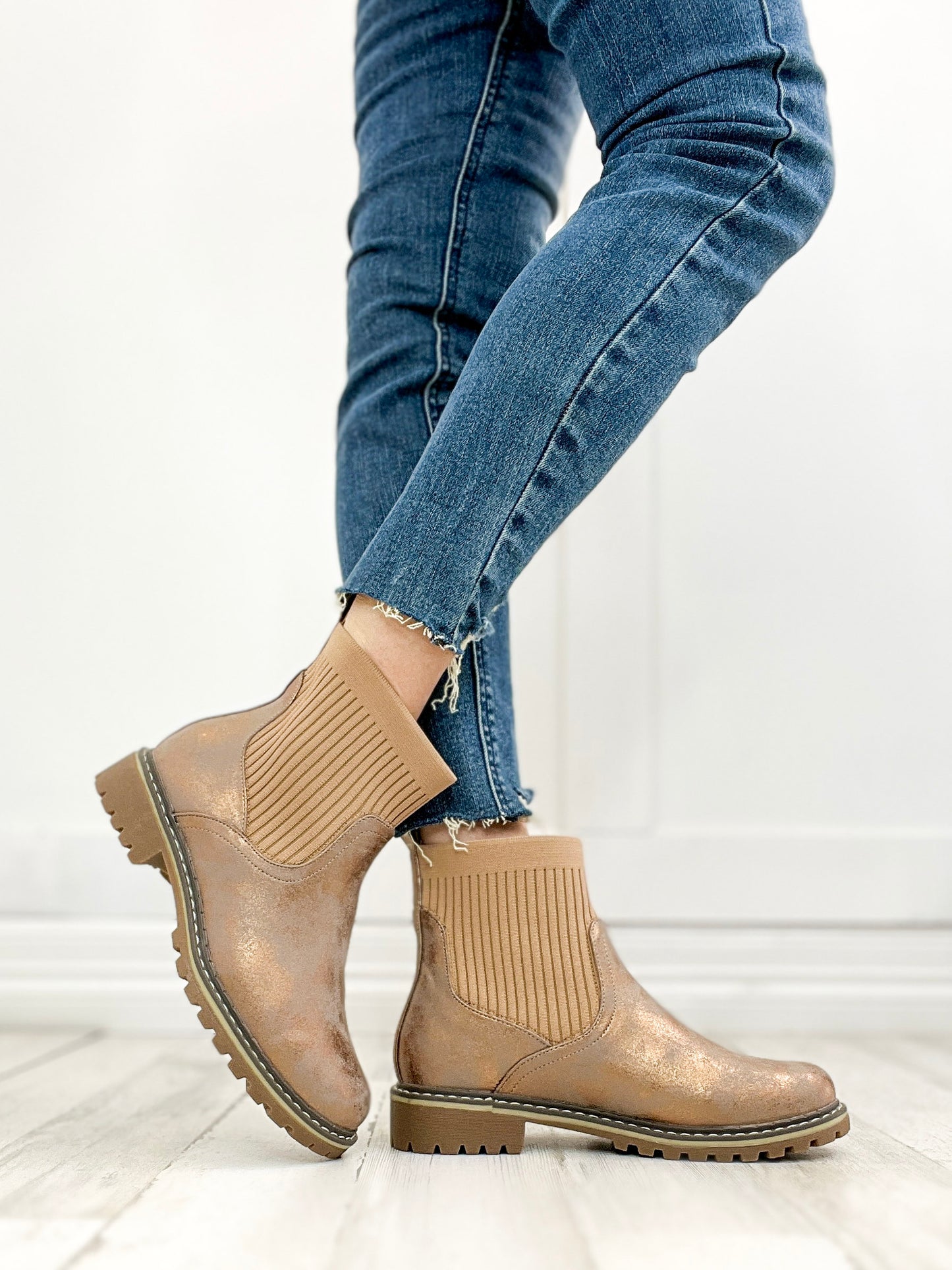 Corkys Cabin Fever Chunky Bootie in WASHED BRONZE METALLIC