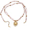 Silk Necklace Pink with Heart Beaded Charm