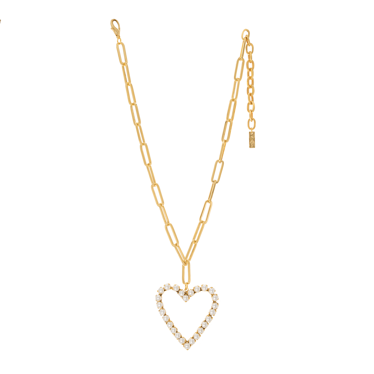 TOVA Pop Heart Necklace in Pearls