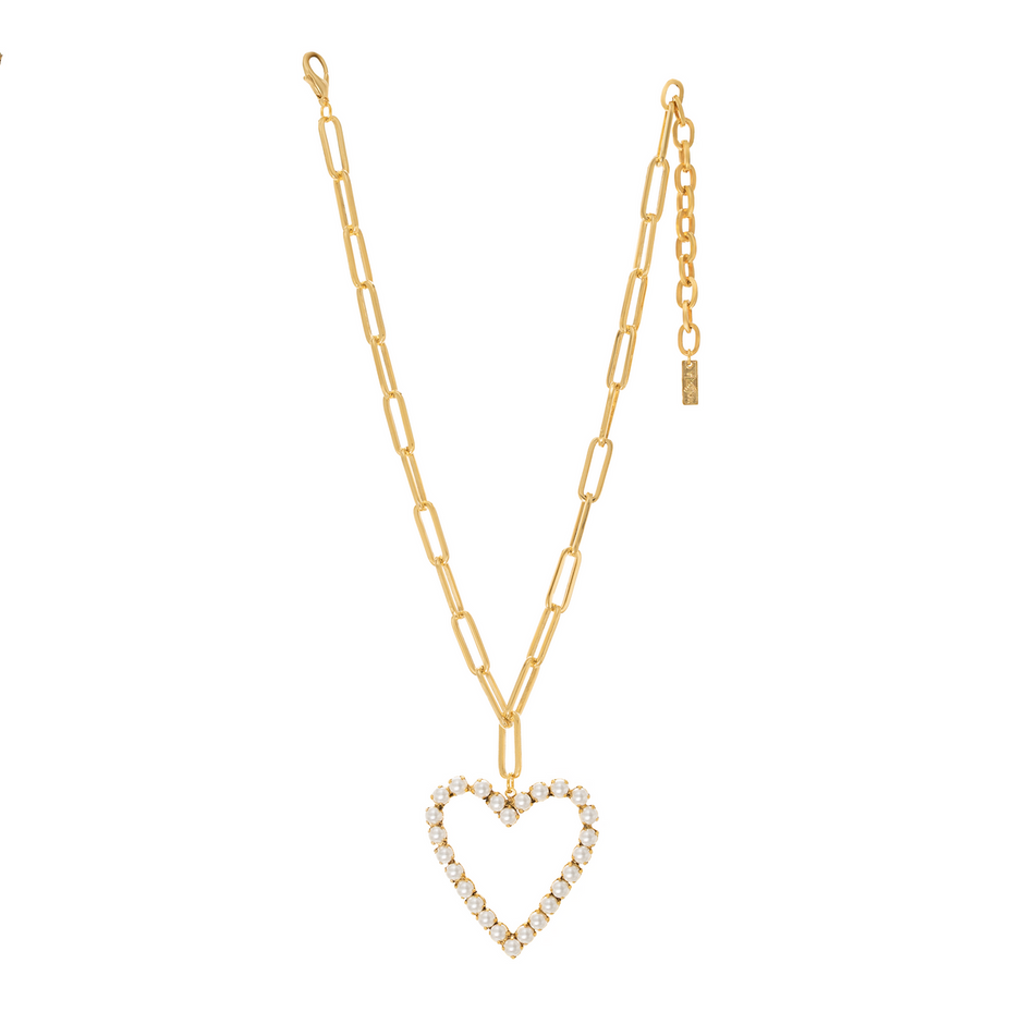 TOVA Pop Heart Necklace in Pearls