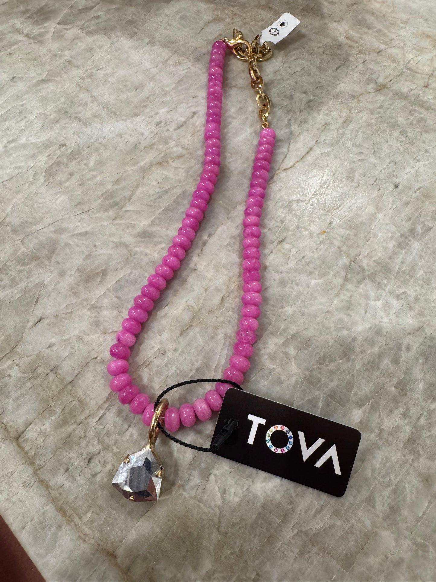 TOVA Pollyanna Necklace in Orchid Pink with Charm