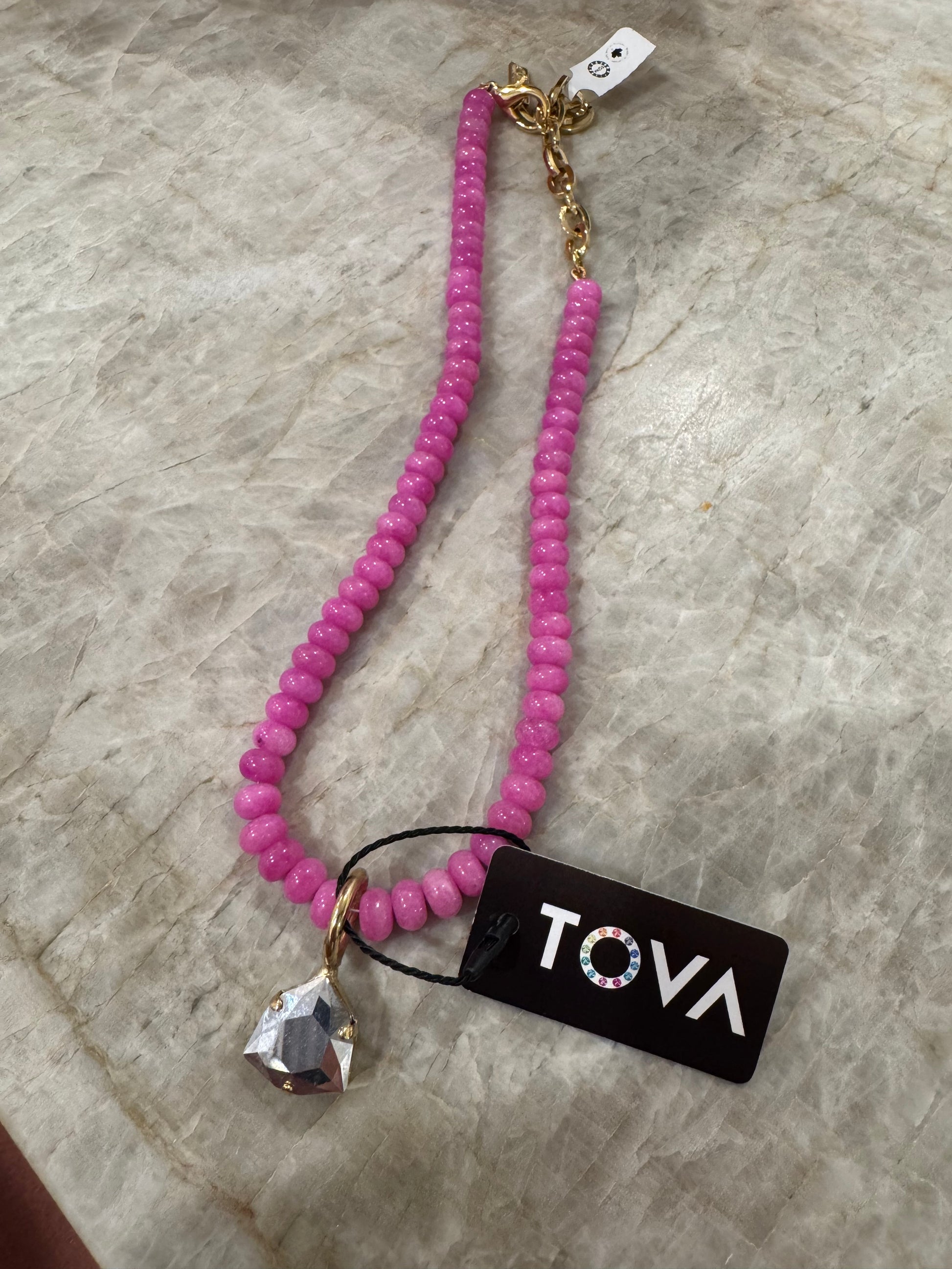 TOVA Pollyanna Necklace in Orchid Pink with Charm