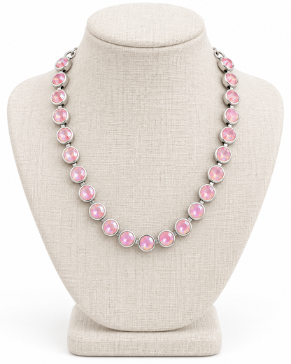Alicia Light Pink Bezel Necklace