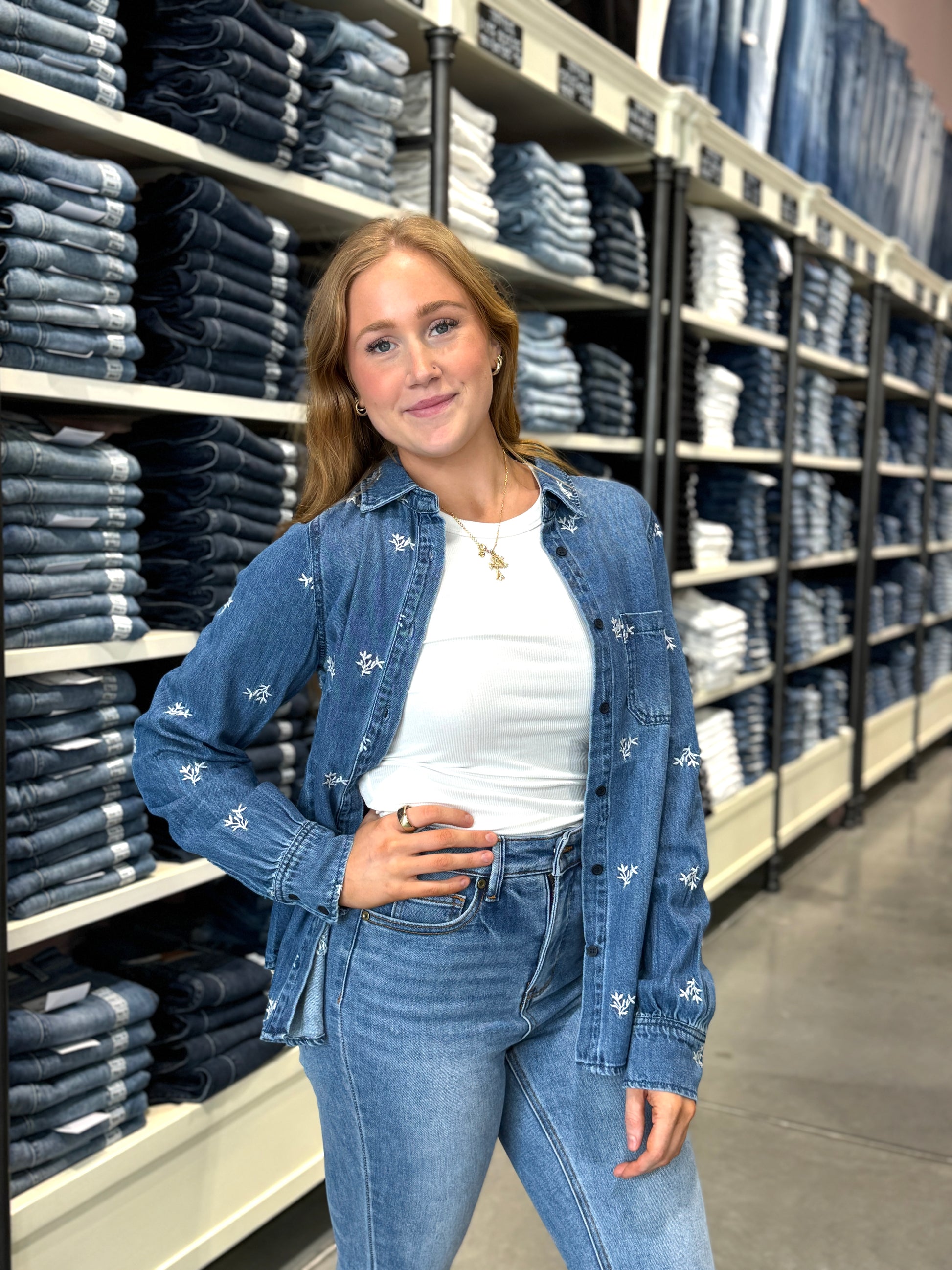 Leaf Embo Relaxed Fit Shirt
