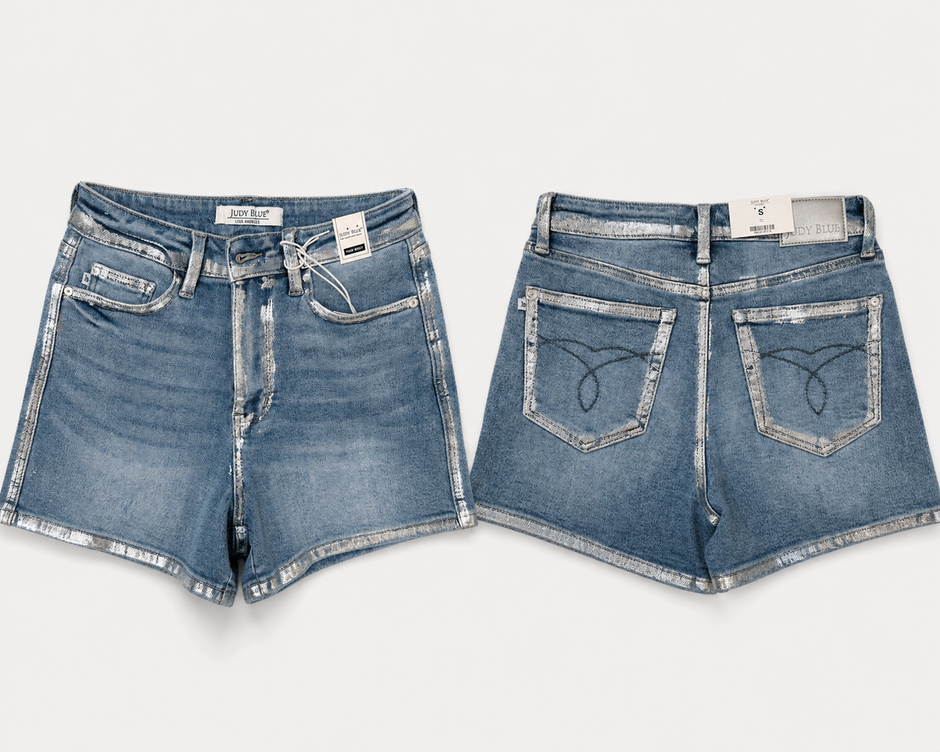 Judy Blue HW Slim Short Foil Seams