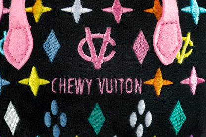 Haute Diggity Dog - Black Monogram Chewy Vuiton Handbag Squeaker Dog Toy: Small / Mini
