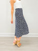 Floral Print Midi Elastic Waistband Skirt
