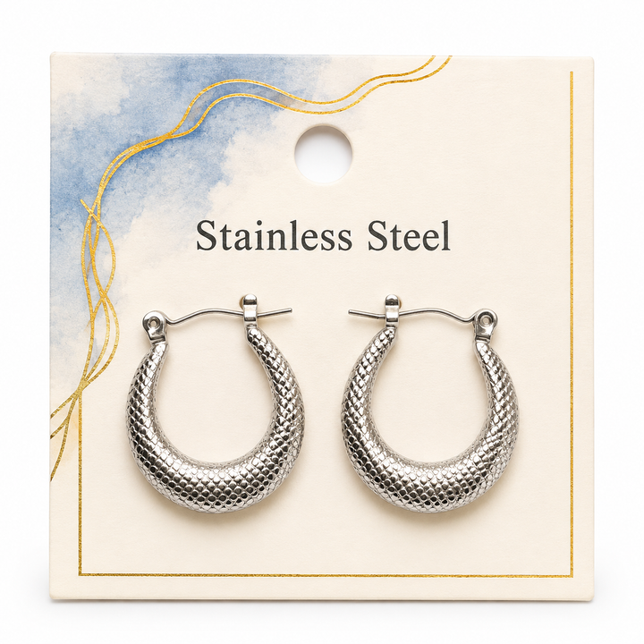 Textured Silver Everyday Hoop Earring