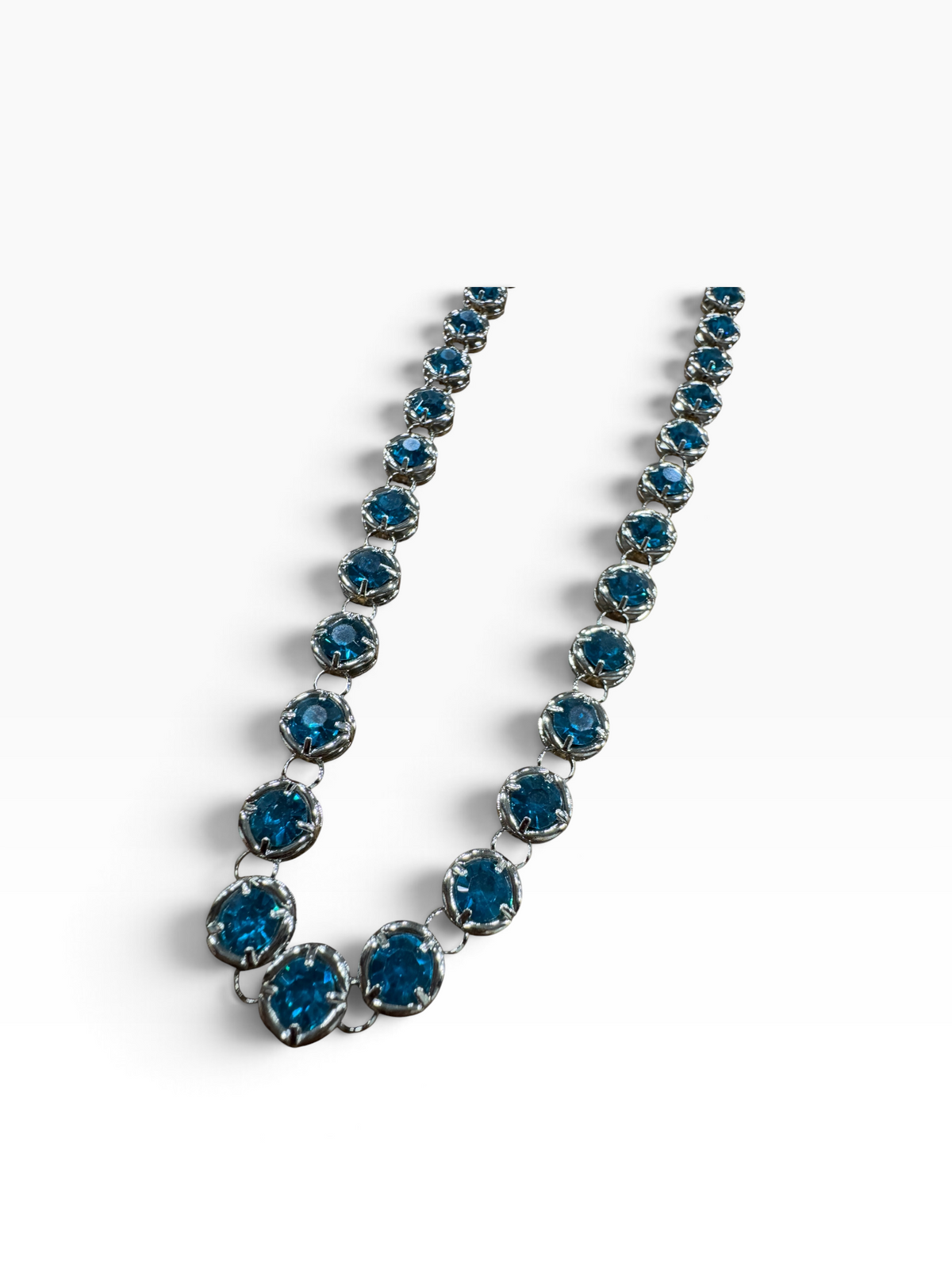 Blue Topaz Necklace with Blue Crystle