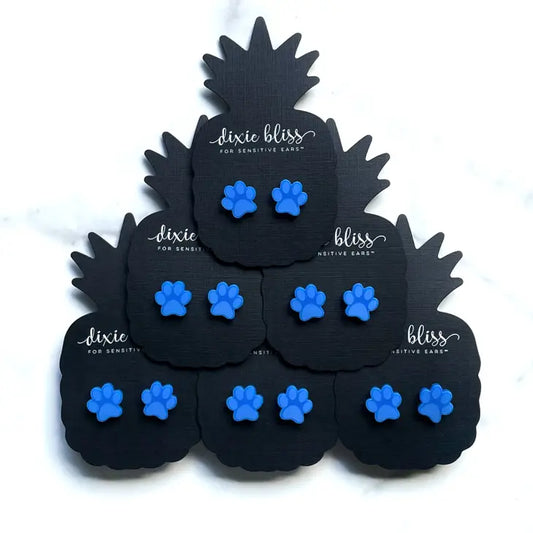 Dixie Bliss Blue Paw Earrings