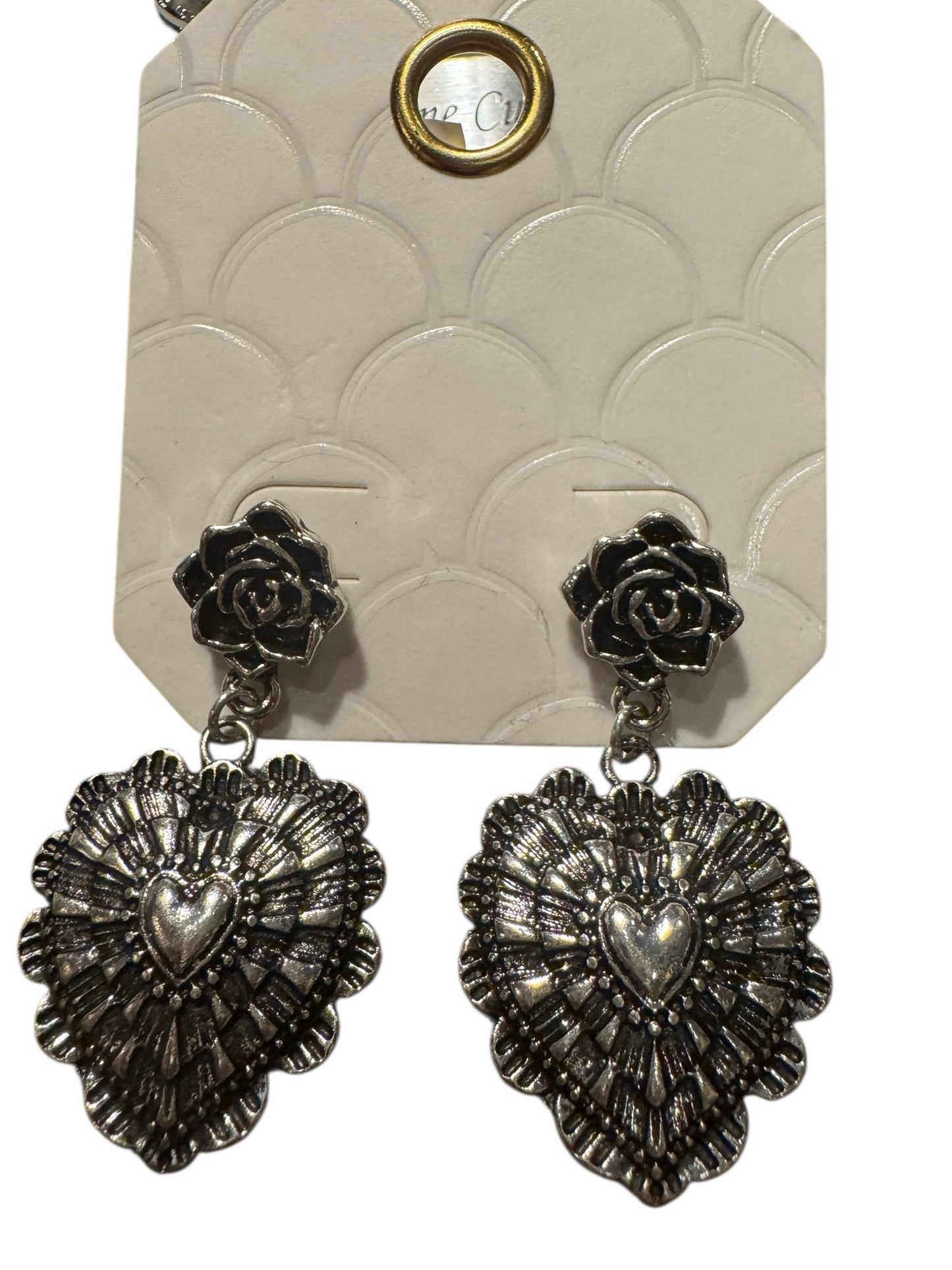 Silver Heart & Flower Earring