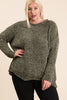 Chenille Knit Scallop Hem Sweater