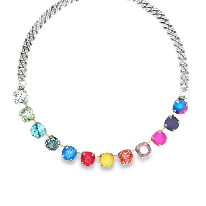 Mini Oakland Necklace-Antique Silver And Yellow Stone