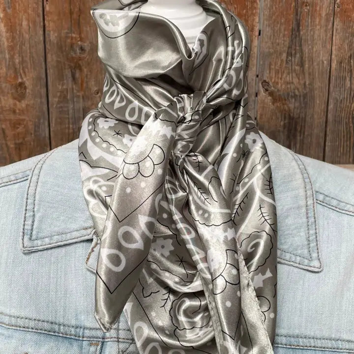 35X35" Sage & White Paisley Wild Rag/Scarf