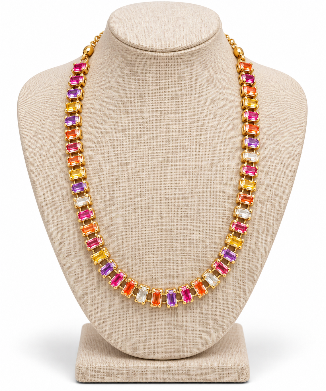 Baguette Pink Crystal Necklace