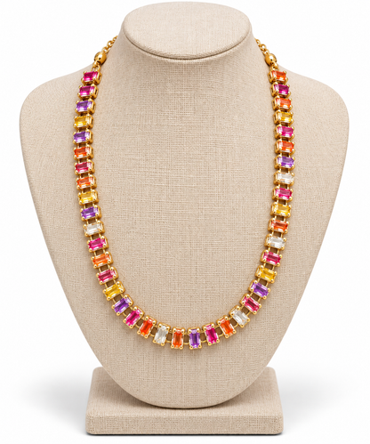 Baguette Pink Crystal Necklace
