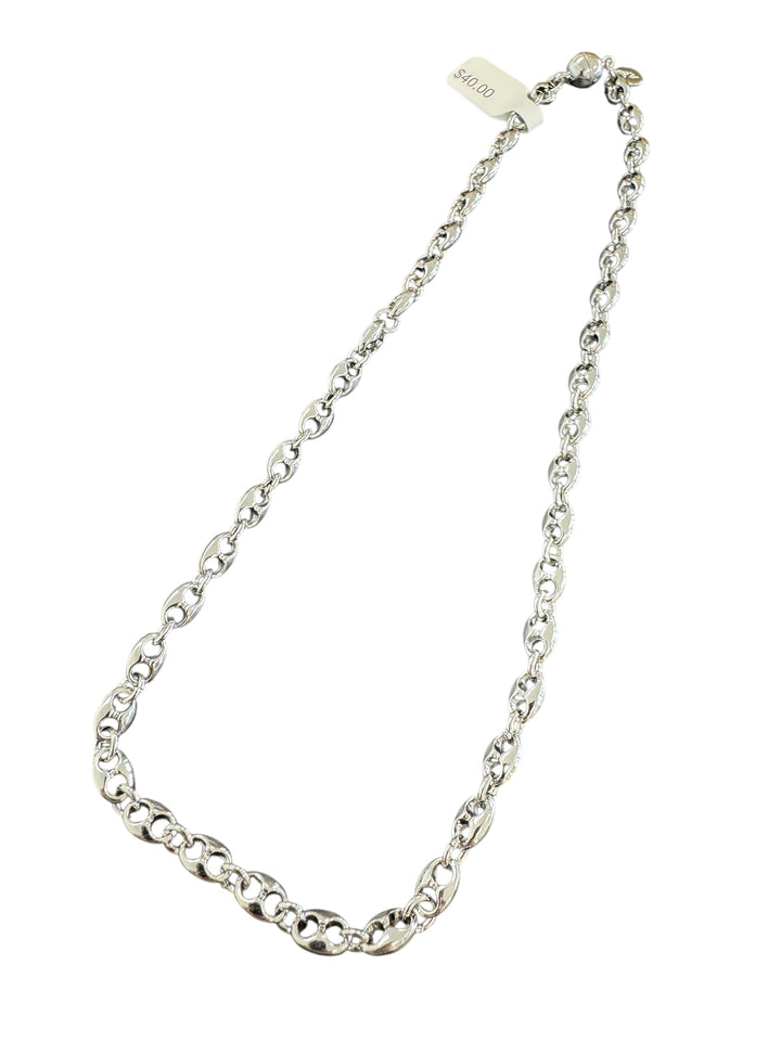 Silver Bean Necklace Magnet Closure 16"
